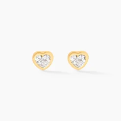 Marc Orian Boucles D'Oreilles Strass|Bijoux Homme > Boucles D'oreilles Puces Edme Cœur Or Jaune Strass