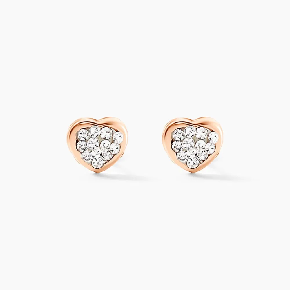 Marc Orian Boucles D'Oreilles Strass|Boucles D'Oreilles Cœur > Boucles D'oreilles Puces Edme Cœur Or Rose Strass