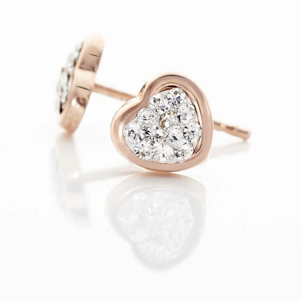 Marc Orian Boucles D'Oreilles Strass|Boucles D'Oreilles Cœur > Boucles D'oreilles Puces Edme Cœur Or Rose Strass