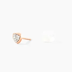 Marc Orian Boucles D'Oreilles Strass|Boucles D'Oreilles Cœur > Boucles D'oreilles Puces Edme Cœur Or Rose Strass
