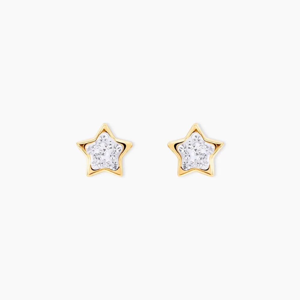 Marc Orian Boucles D'Oreilles Strass|Idées Cadeaux Femme > Boucles D'oreilles Puces Edme Etoile Or Jaune Strass