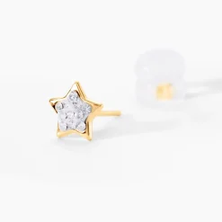 Marc Orian Boucles D'Oreilles Strass|Idées Cadeaux Femme > Boucles D'oreilles Puces Edme Etoile Or Jaune Strass