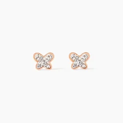 Marc Orian Boucles D'Oreilles Strass|Boucles D'Oreilles Or > Boucles D'oreilles Puces Edme Papillon Or Rose Strass