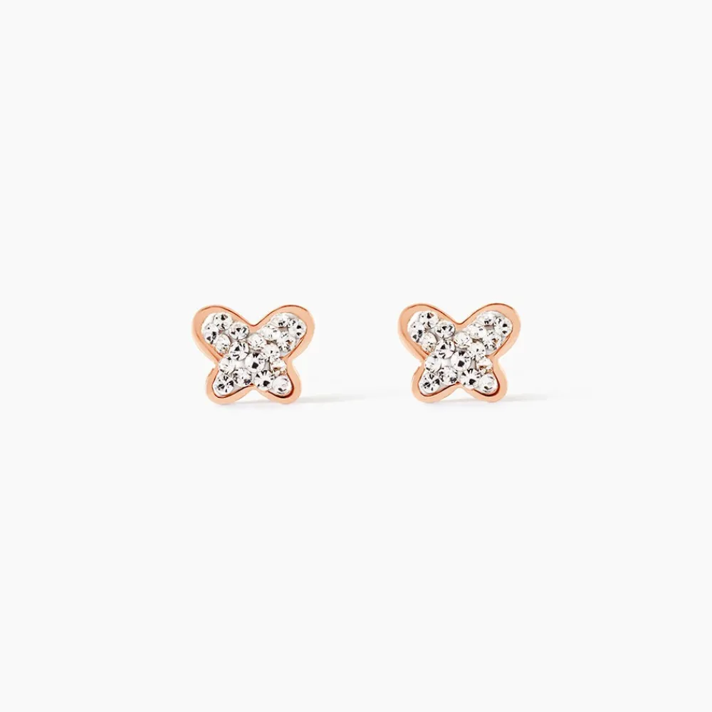 Marc Orian Boucles D'Oreilles Strass|Boucles D'Oreilles Or > Boucles D'oreilles Puces Edme Papillon Or Rose Strass