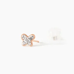 Marc Orian Boucles D'Oreilles Strass|Boucles D'Oreilles Or > Boucles D'oreilles Puces Edme Papillon Or Rose Strass