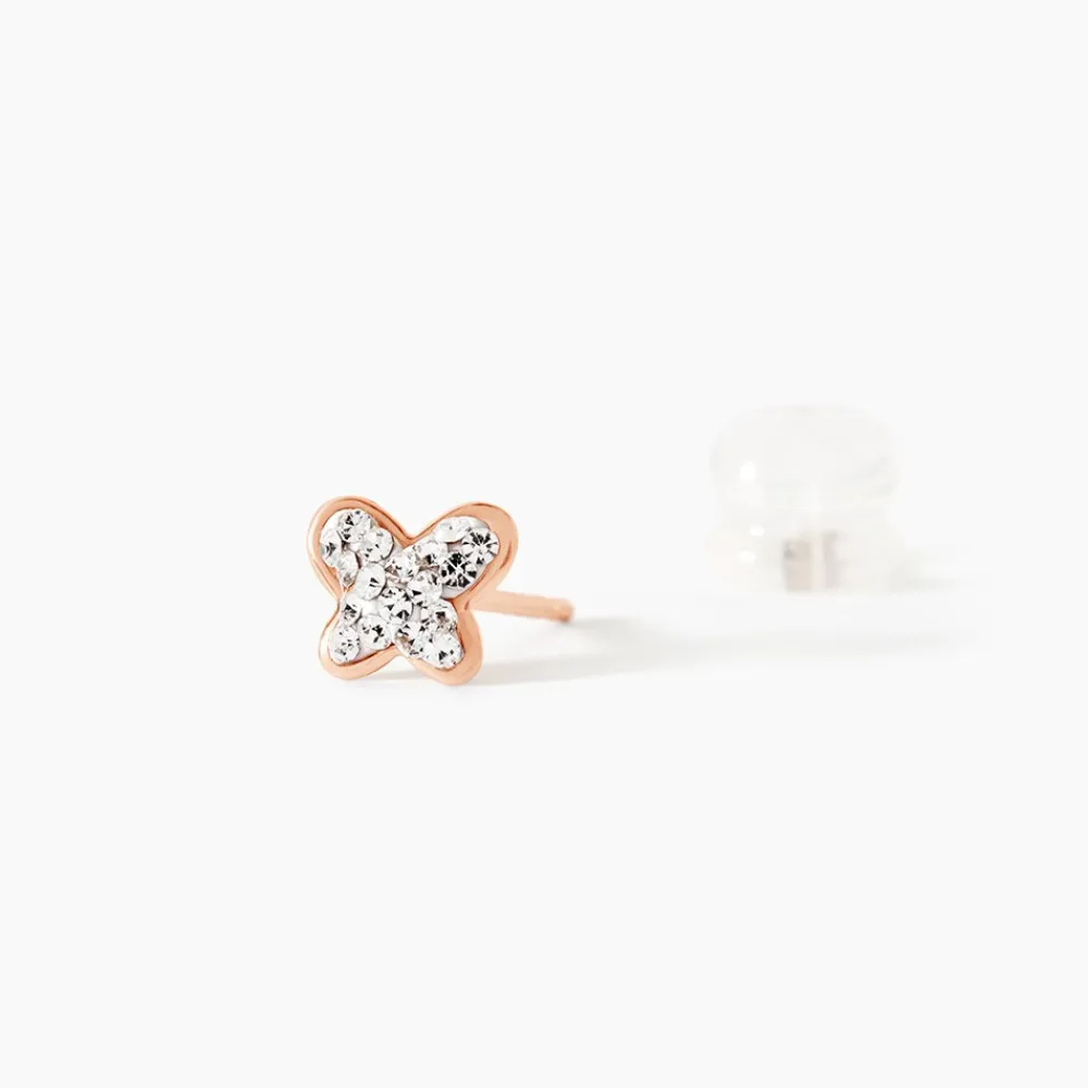 Marc Orian Boucles D'Oreilles Strass|Boucles D'Oreilles Or > Boucles D'oreilles Puces Edme Papillon Or Rose Strass