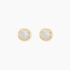 Boucles D'oreilles Puces Edmee Cercle 0 Or Jaune Strass
