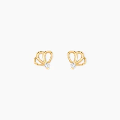 Boucles D'oreilles Puces Edvige Fleur Or Jaune Oxyde De Zirconium