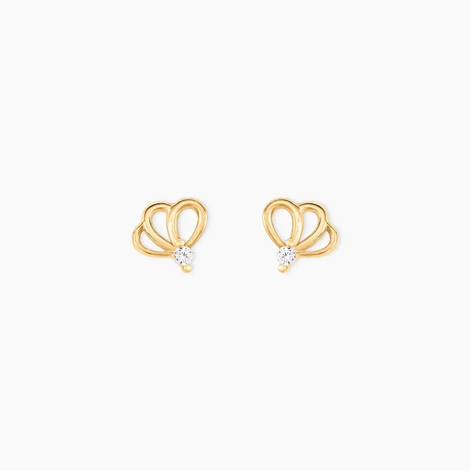 Boucles D'oreilles Puces Edvige Fleur Or Jaune Oxyde De Zirconium