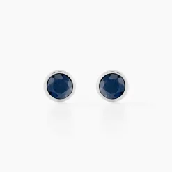 Marc Orian Bijoux Or|Bijoux Saphir > Boucles D'oreilles Puces Edy Serti Clos Or Blanc Saphir