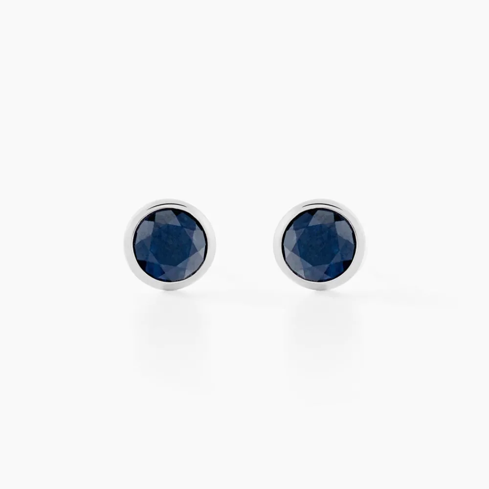 Marc Orian Bijoux Or|Bijoux Saphir > Boucles D'oreilles Puces Edy Serti Clos Or Blanc Saphir