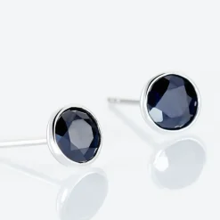 Marc Orian Bijoux Or|Bijoux Saphir > Boucles D'oreilles Puces Edy Serti Clos Or Blanc Saphir