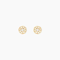 Marc Orian Bijoux Zirconium|Boucles D'Oreilles Fleur > Boucles D'oreilles Puces Eleanor Fleur Or Jaune Oxyde De Zirconium