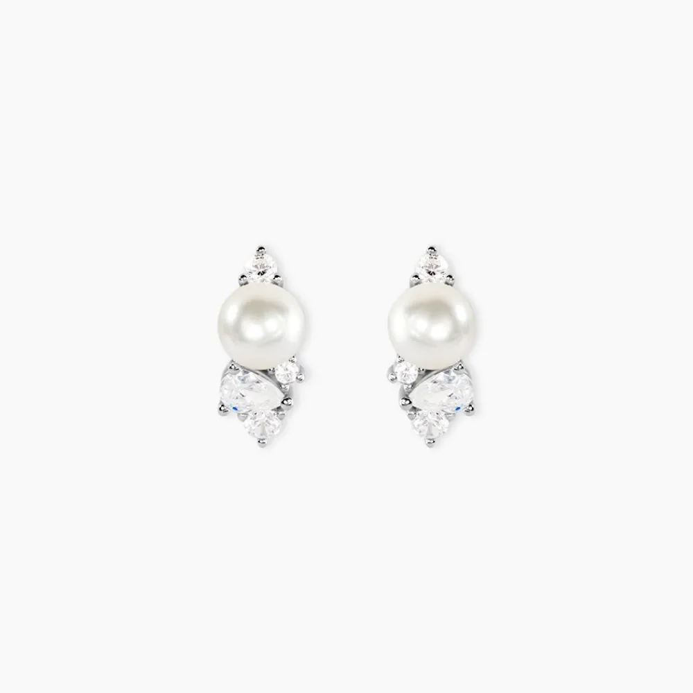 Marc Orian Bijoux Perles|Boucles D'Oreilles Perle > Boucles D'Oreilles Puces Elea Argent Blanc Perle De Culture Oxyde De Zirconium