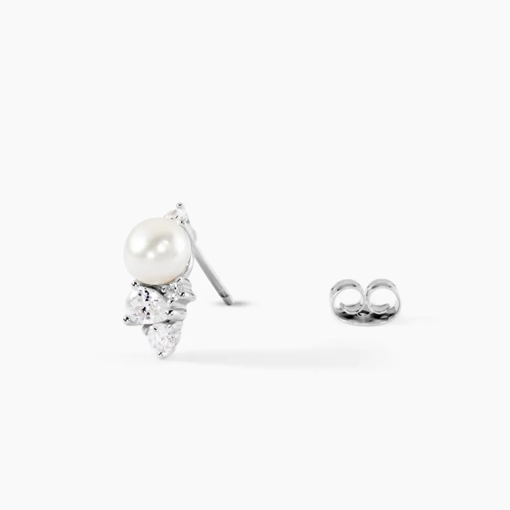 Marc Orian Bijoux Perles|Boucles D'Oreilles Perle > Boucles D'Oreilles Puces Elea Argent Blanc Perle De Culture Oxyde De Zirconium