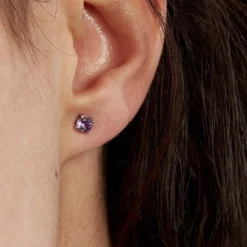 Marc Orian Anniversaire De Mariage|Boucles D'Oreilles Améthyste > Boucles D'oreilles Puces Elea Serti Griffes 3 Or Blanc Amethyste