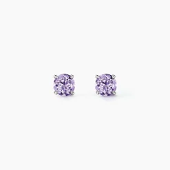Marc Orian Anniversaire De Mariage|Boucles D'Oreilles Améthyste > Boucles D'oreilles Puces Elea Serti Griffes 3 Or Blanc Amethyste