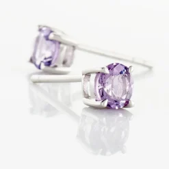 Marc Orian Anniversaire De Mariage|Boucles D'Oreilles Améthyste > Boucles D'oreilles Puces Elea Serti Griffes 3 Or Blanc Amethyste