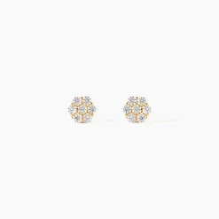 Marc Orian Bijoux Zirconium|Boucles D'Oreilles Fleur > Boucles D'oreilles Puces Eleanor Fleur Or Jaune Oxyde De Zirconium