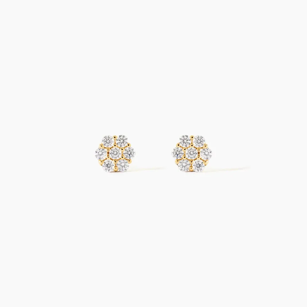 Marc Orian Bijoux Zirconium|Boucles D'Oreilles Fleur > Boucles D'oreilles Puces Eleanor Fleur Or Jaune Oxyde De Zirconium