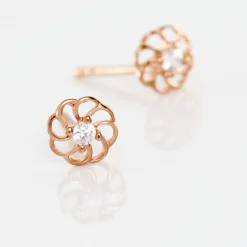 Marc Orian Bijoux Zirconium|Boucles D'Oreilles Fleur > Boucles D'oreilles Puces Eleanor Fleur Or Rose Oxyde De Zirconium