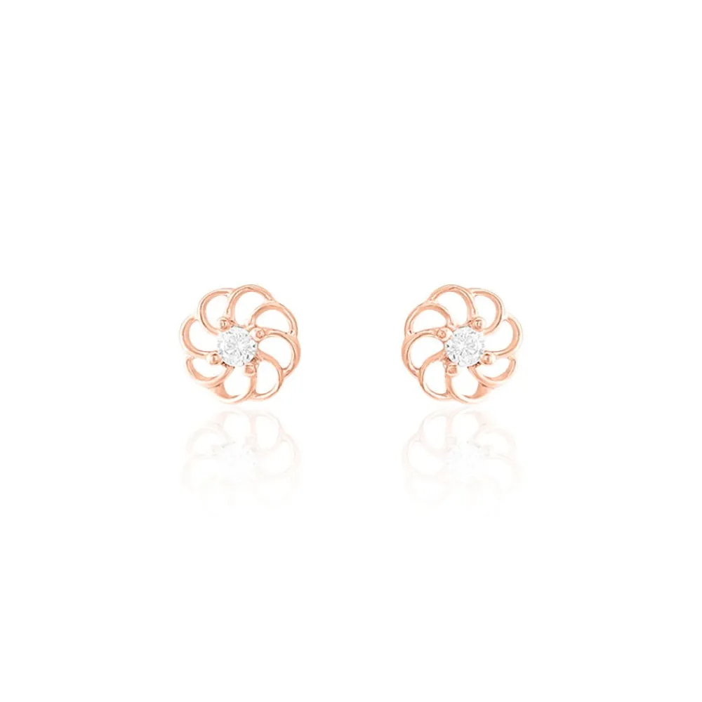 Marc Orian Bijoux Zirconium|Boucles D'Oreilles Fleur > Boucles D'oreilles Puces Eleanor Fleur Or Rose Oxyde De Zirconium