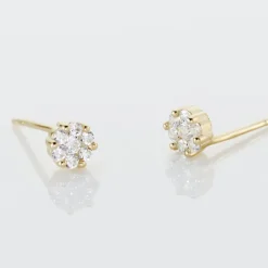 Marc Orian Bijoux Zirconium|Boucles D'Oreilles Fleur > Boucles D'oreilles Puces Eleanor Fleur Or Jaune Oxyde De Zirconium