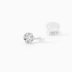 Marc Orian Bijoux Zirconium|Boucles D'Oreilles Fleur > Boucles D'oreilles Puces Eleanor Fleur Or Blanc Oxyde De Zirconium