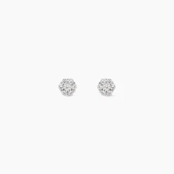 Marc Orian Bijoux Zirconium|Boucles D'Oreilles Fleur > Boucles D'oreilles Puces Eleanor Fleur Or Blanc Oxyde De Zirconium