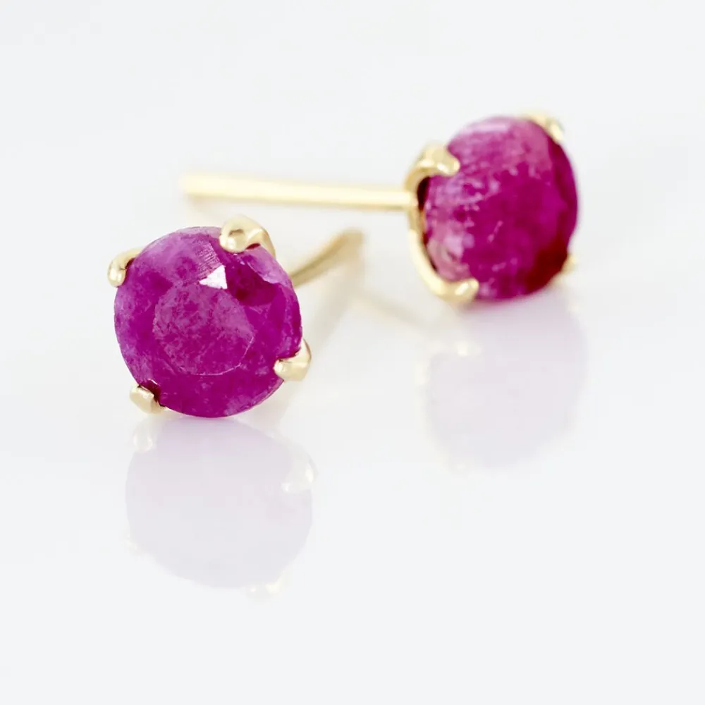 Marc Orian Bijoux Femme|Boucles D'Oreilles Or > Boucles D'oreilles Puces Elea Serti Griffe Or Jaune Rubis