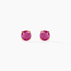 Marc Orian Bijoux Femme|Boucles D'Oreilles Or > Boucles D'oreilles Puces Elea Serti Griffe Or Jaune Rubis