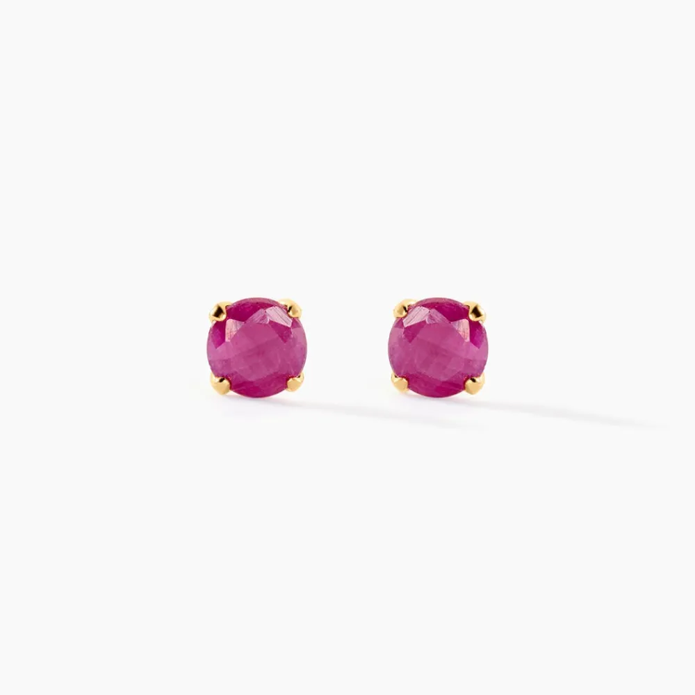 Marc Orian Bijoux Femme|Boucles D'Oreilles Or > Boucles D'oreilles Puces Elea Serti Griffe Or Jaune Rubis