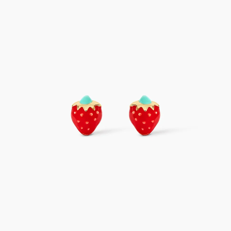 Boucles D'oreilles Puces Elizabetae Fraise Or Jaune