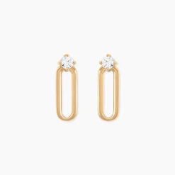 Boucles D'Oreilles Puces Ellin Plaque Or Jaune Oxyde De Zirconium