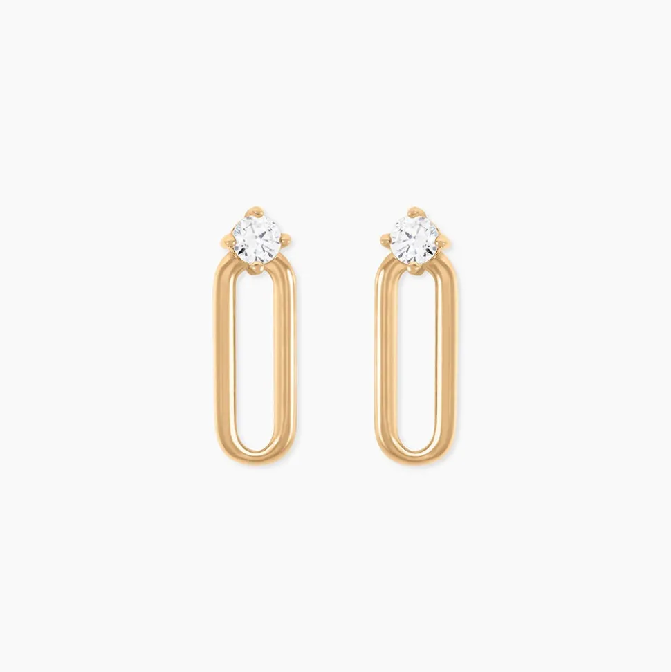 Boucles D'Oreilles Puces Ellin Plaque Or Jaune Oxyde De Zirconium