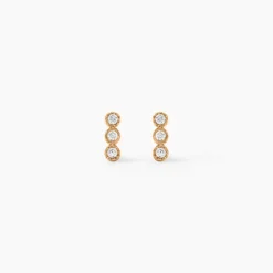 Boucles D'Oreilles Puces Emerica Plaqué Or Jaune Oxyde De Zirconium