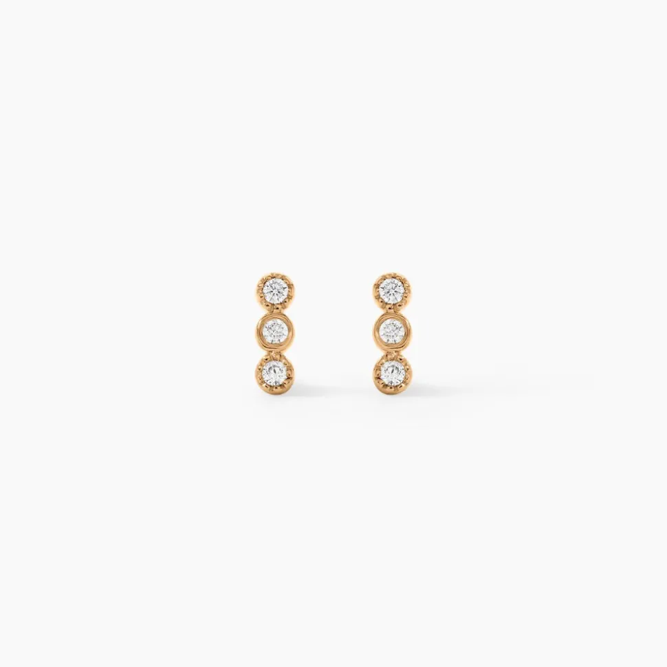 Boucles D'Oreilles Puces Emerica Plaqué Or Jaune Oxyde De Zirconium