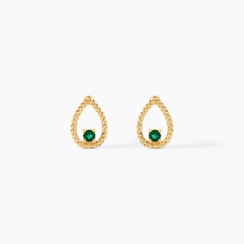 Marc Orian Cadeaux Mariage|Bijoux Émeraude > Boucles D'Oreilles Puces Emeria Or Jaune Emeraude