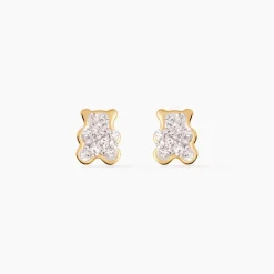 Boucles D'oreilles Puces Emerica Ours 0 Or Jaune Strass