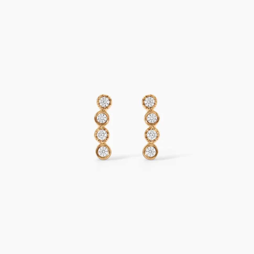 Boucles D'Oreilles Puces Emiliana Plaqué Or Jaune Oxyde De Zirconium