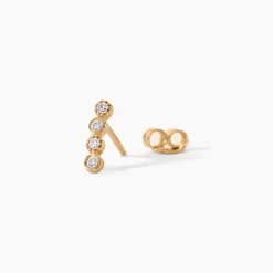 Boucles D'Oreilles Puces Emiliana Plaqué Or Jaune Oxyde De Zirconium