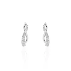 Boucles D'oreilles Puces Emma Or Blanc Diamant