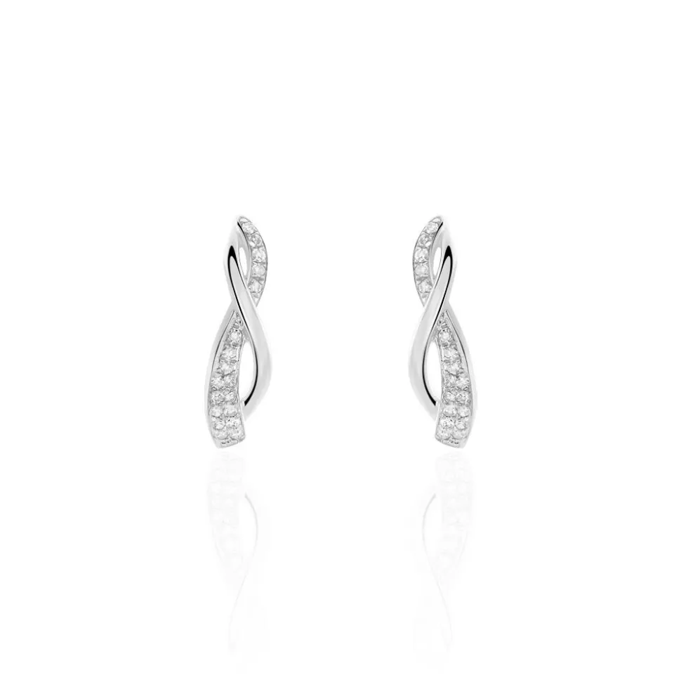 Boucles D'oreilles Puces Emma Or Blanc Diamant