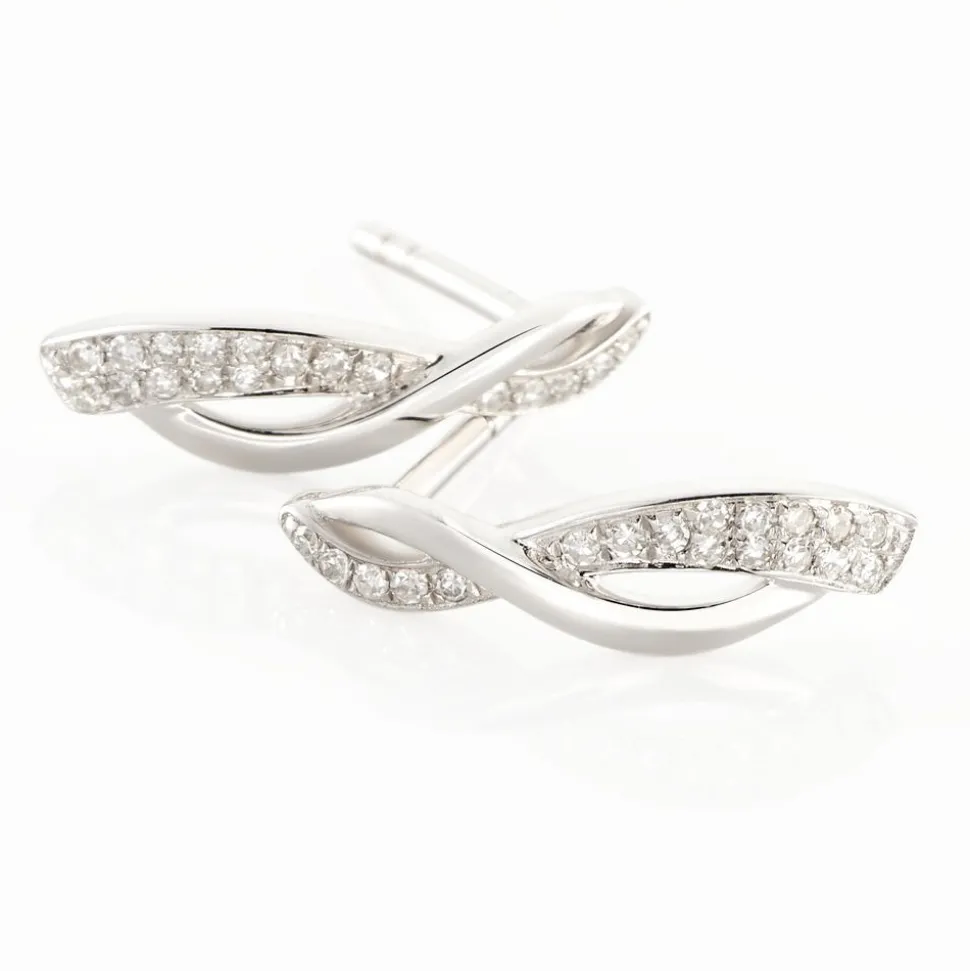 Boucles D'oreilles Puces Emma Or Blanc Diamant