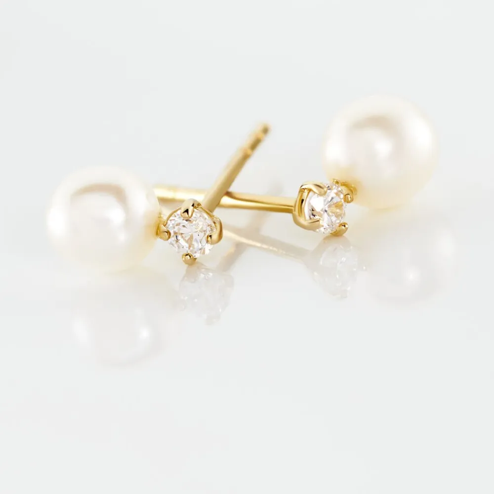 Marc Orian Bijoux Perles|Boucles D'Oreilles Perle > Boucles D'oreilles Puces Eolande Or Jaune Perle De Culture
