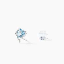 Marc Orian Cadeaux Mariage|Boucles D'Oreilles Cœur > Boucles D'oreilles Puces Eva Or Blanc Topaze Et Oxyde De Zirconium