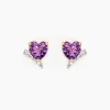Marc Orian Anniversaire De Mariage|Boucles D'Oreilles Cœur > Boucles D'oreilles Puces Eva Or Jaune Amethyste Et Oxyde De Zirconium