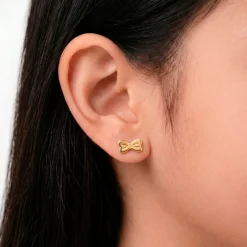 Boucles D'oreilles Puces Evonne Noeud Or Jaune