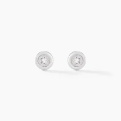 Boucles D'oreilles Puces Fatiana Or Blanc Diamant