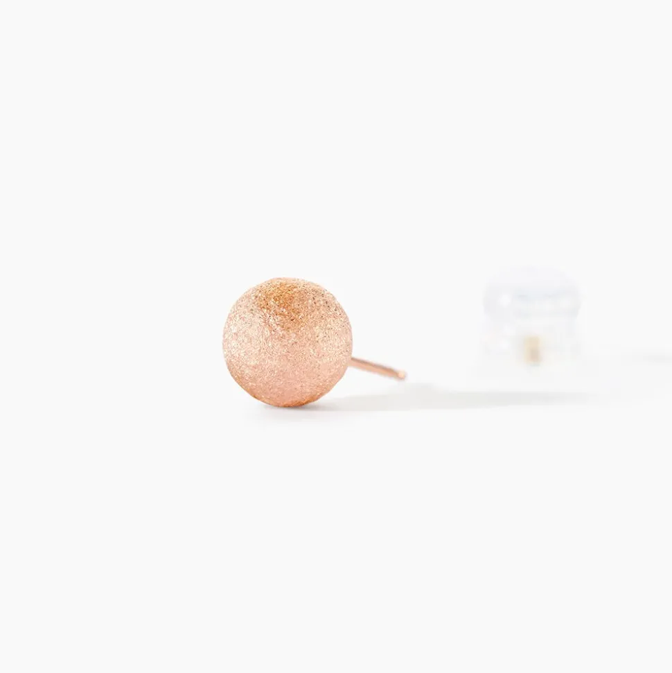 Boucles D'oreilles Puces Fidelia Boule Sablee Or Rose